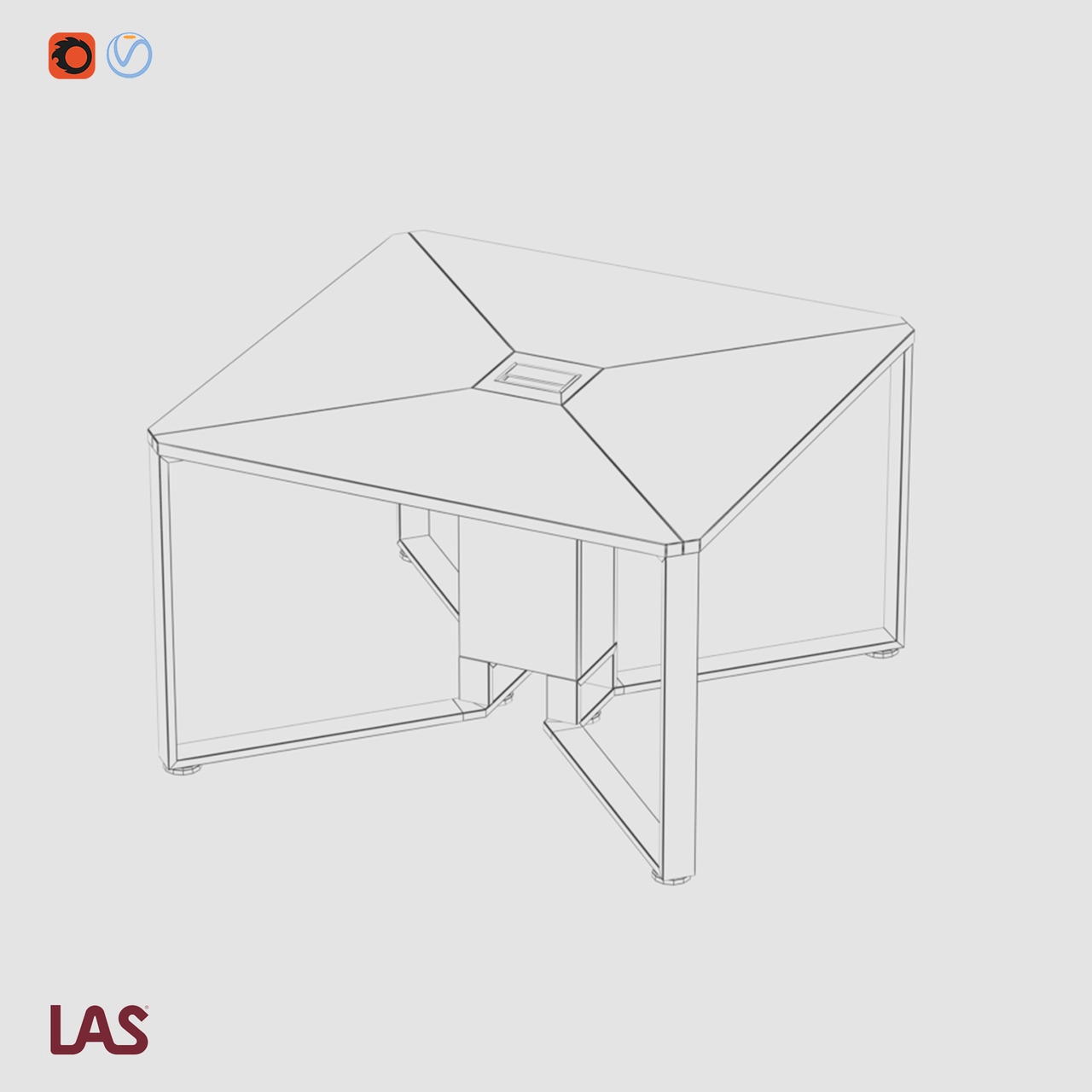 Превью G 3D-модели квадратного переговорного стола на 4 человека LAS I-Meet 146614