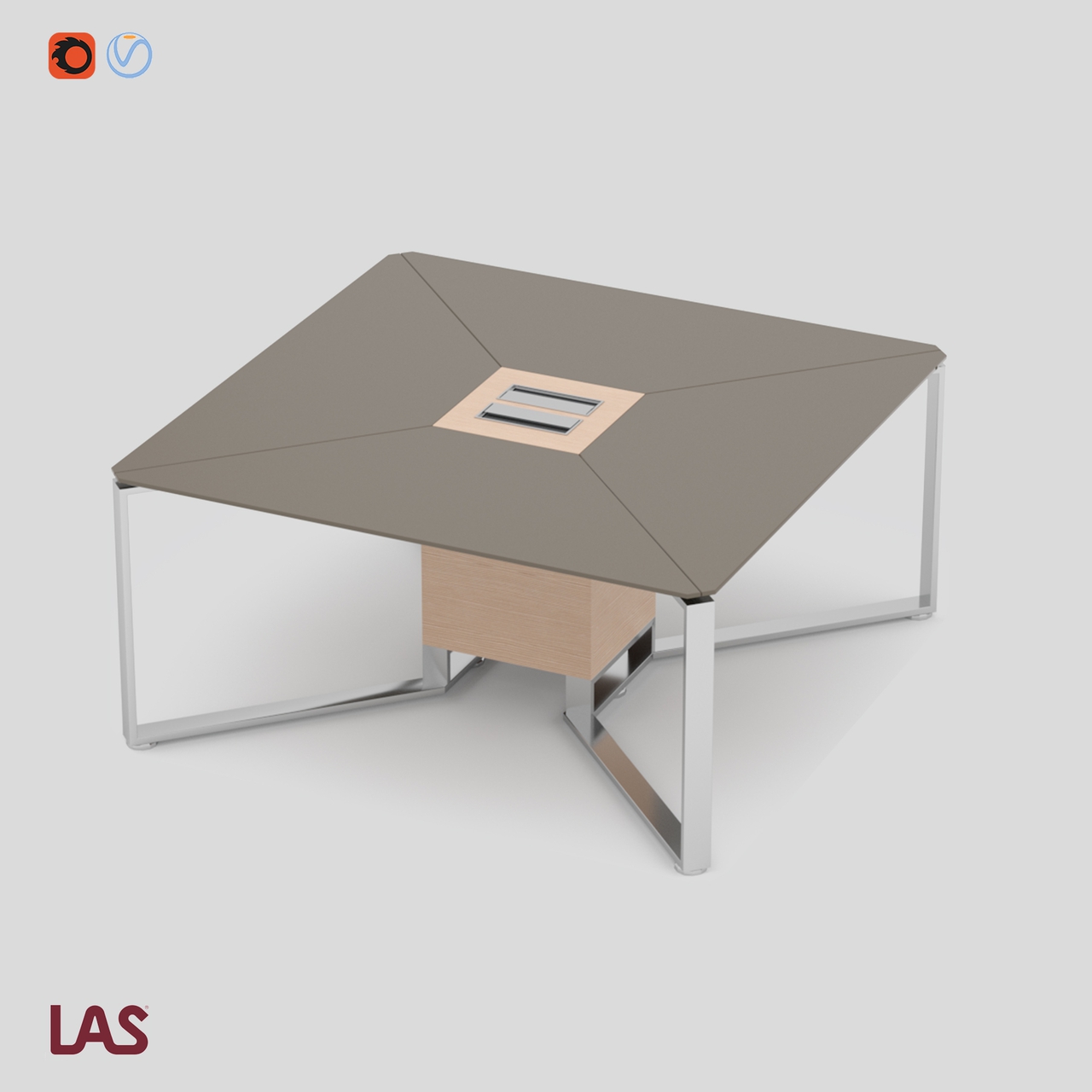 Превью 3D-модели квадратного переговорного стола со стеклянной столешницей на 8 человек LAS I-Meet 146618