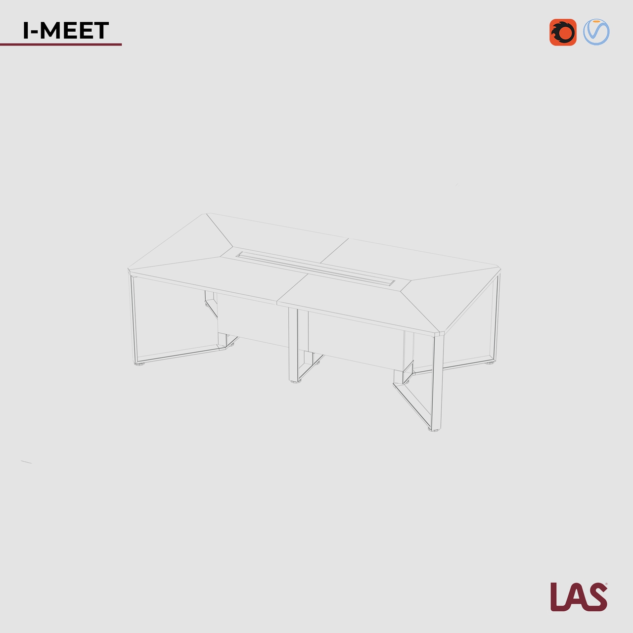 Превью G 3D-модели прямоугольного переговорного стола на 6 человек LAS I-Meet 146644