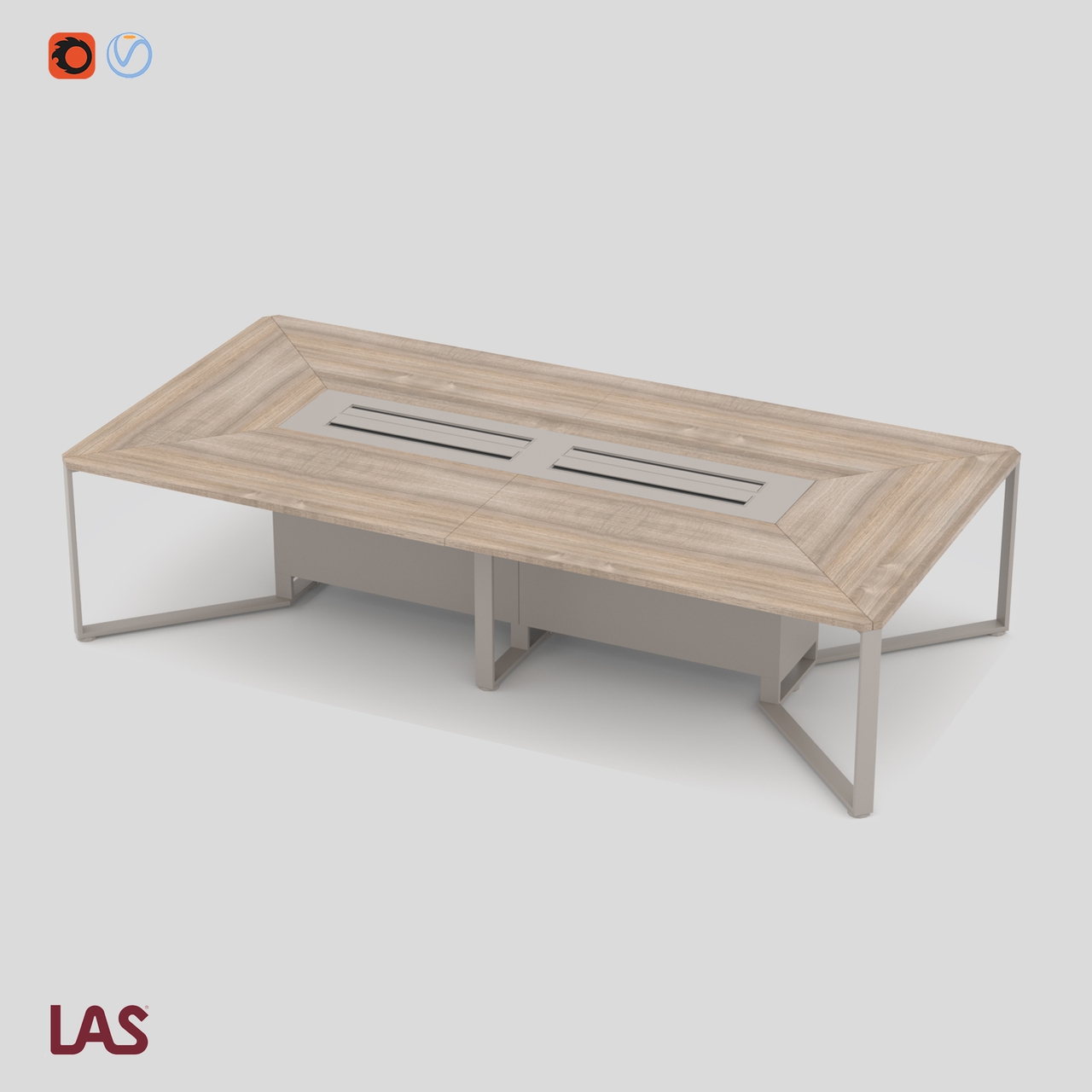 Превью 3D-модели прямоугольного переговорного стола на 12 человек LAS I-Meet 146649