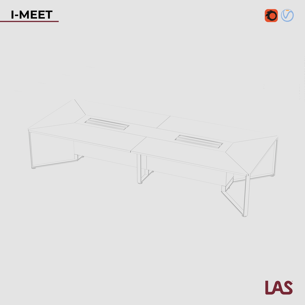 Превью G 3D-модели прямоугольного переговорного стола на 14 человек LAS I-Meet 146650