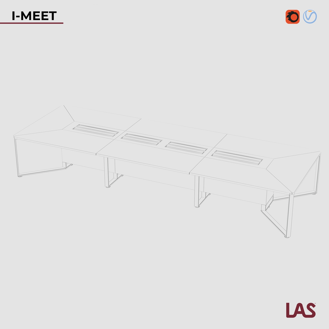 Превью G 3D-модели прямоугольного переговорного стола на 16 человек LAS I-Meet 146651