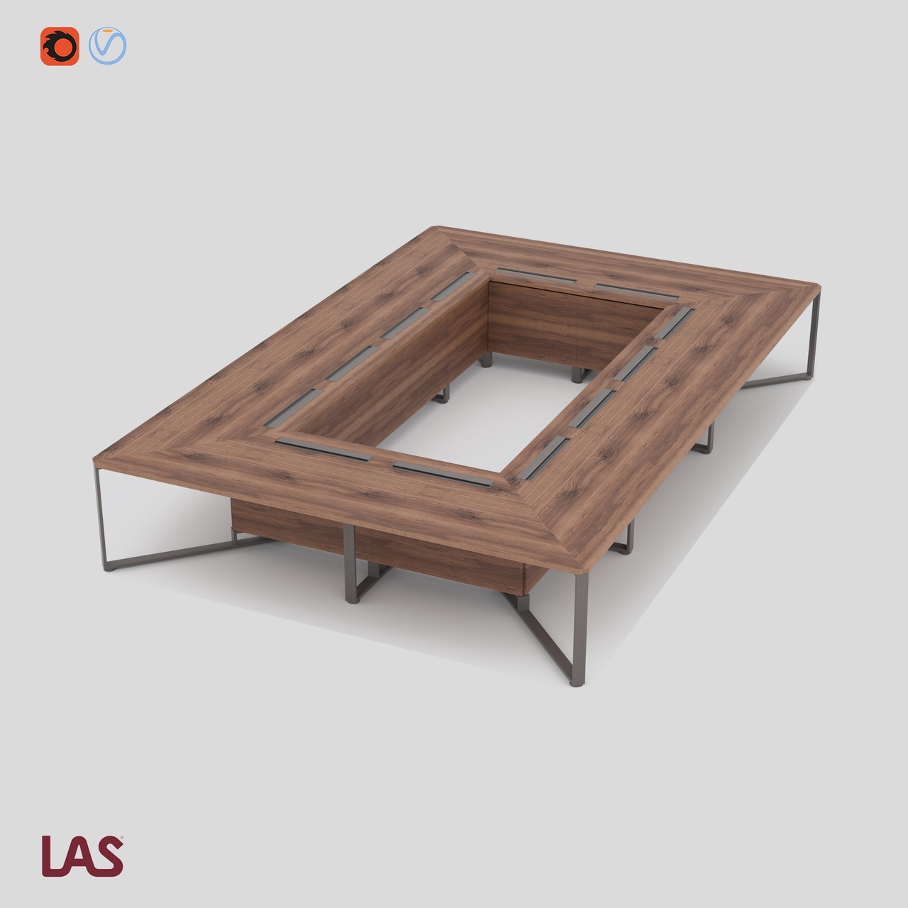 Превью 3D-модели большого прямоугольного переговорного стола на 20 человек LAS I-Meet 146658
