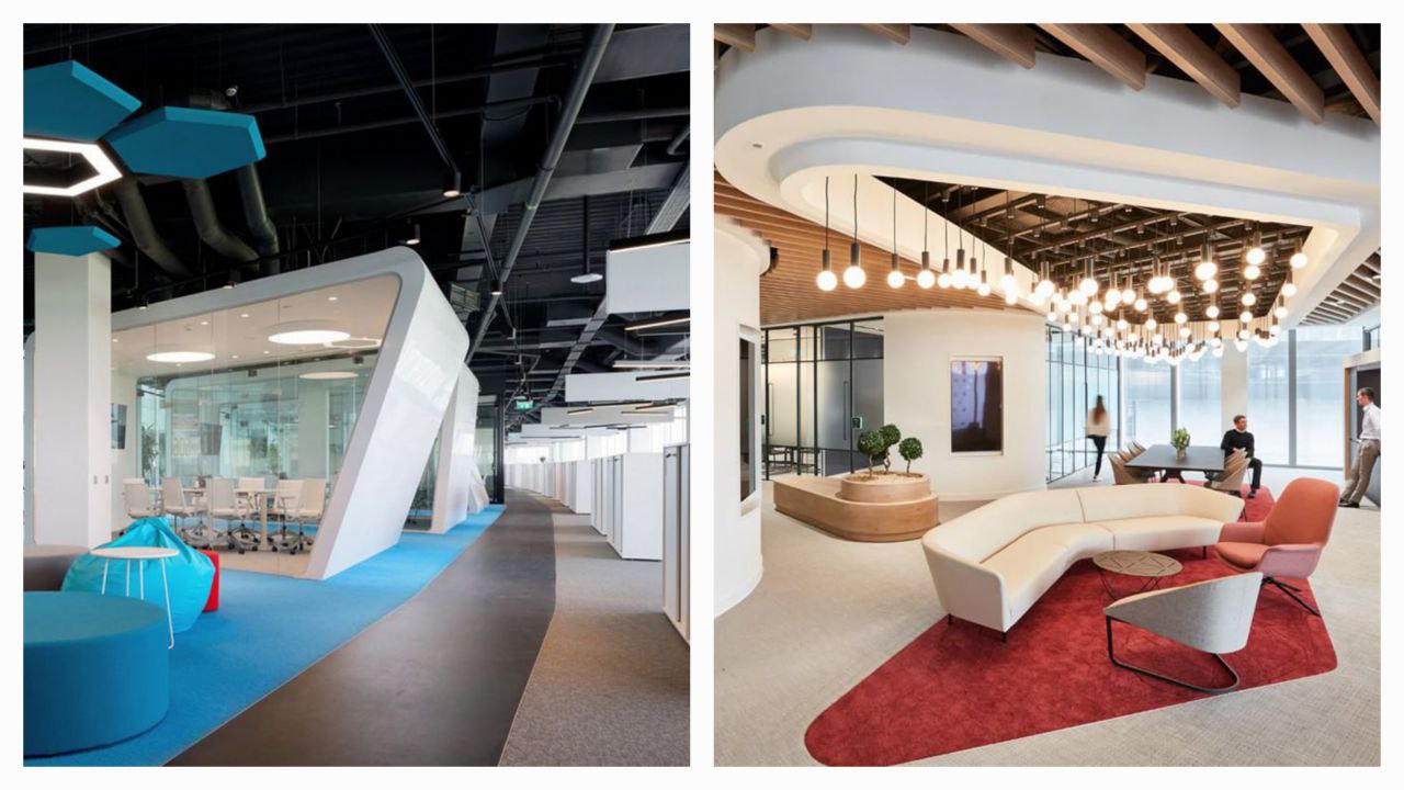 Просторный офис неровных форм