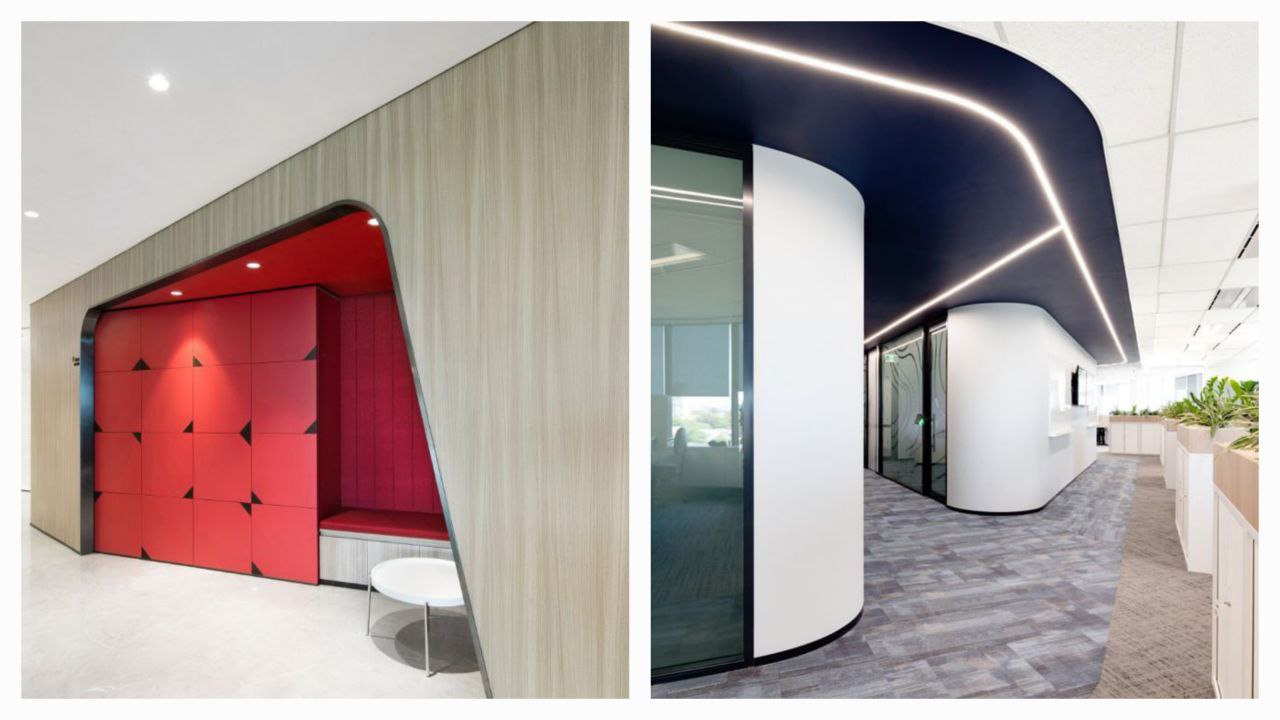 Просторный офис неровных форм