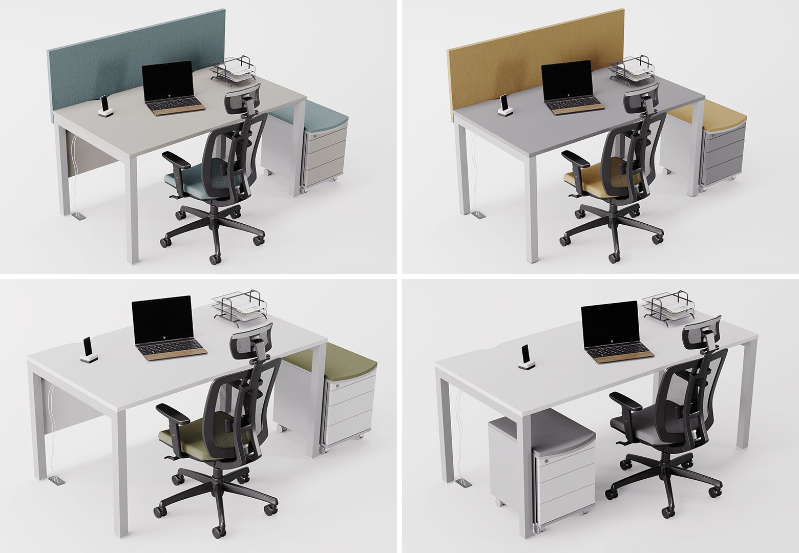 Одноместный рабочий стол по индивидуальным размерам с экраном
