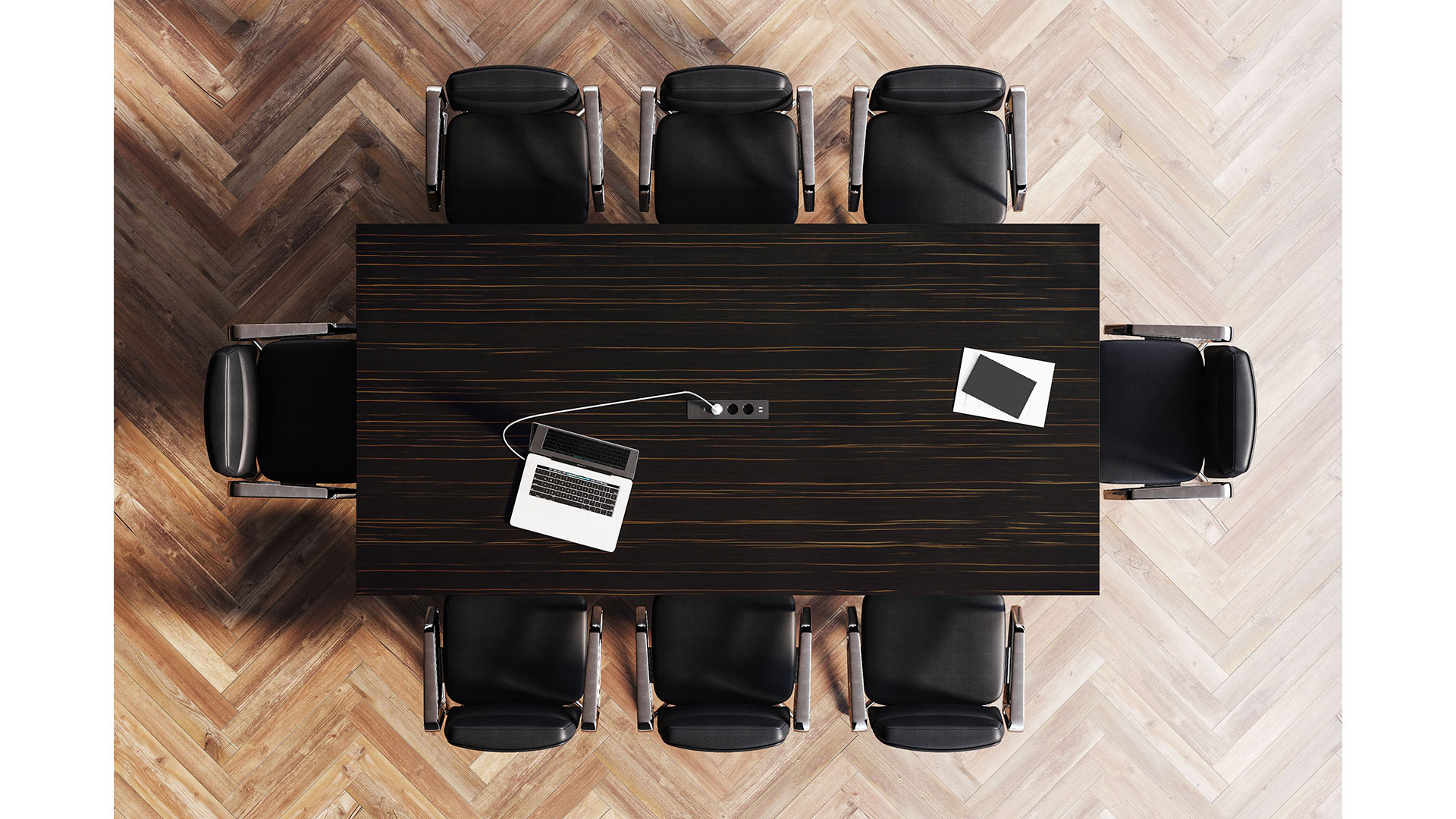 Конференц-стол с отделкой из шпона для суперважных переговоров
