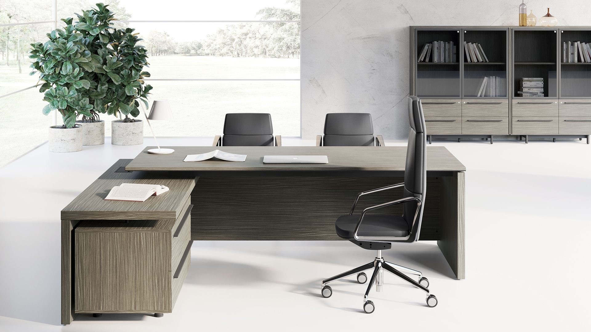 Для организации рабочего места руководителя стол с приставной столешницей — идеальное решение