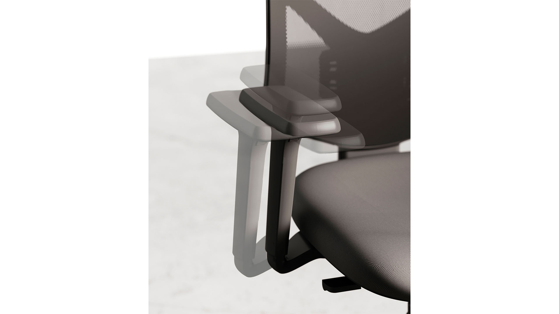 Кресла оборудованы регулируемыми по высоте, 2D- или 3D-подлокотниками