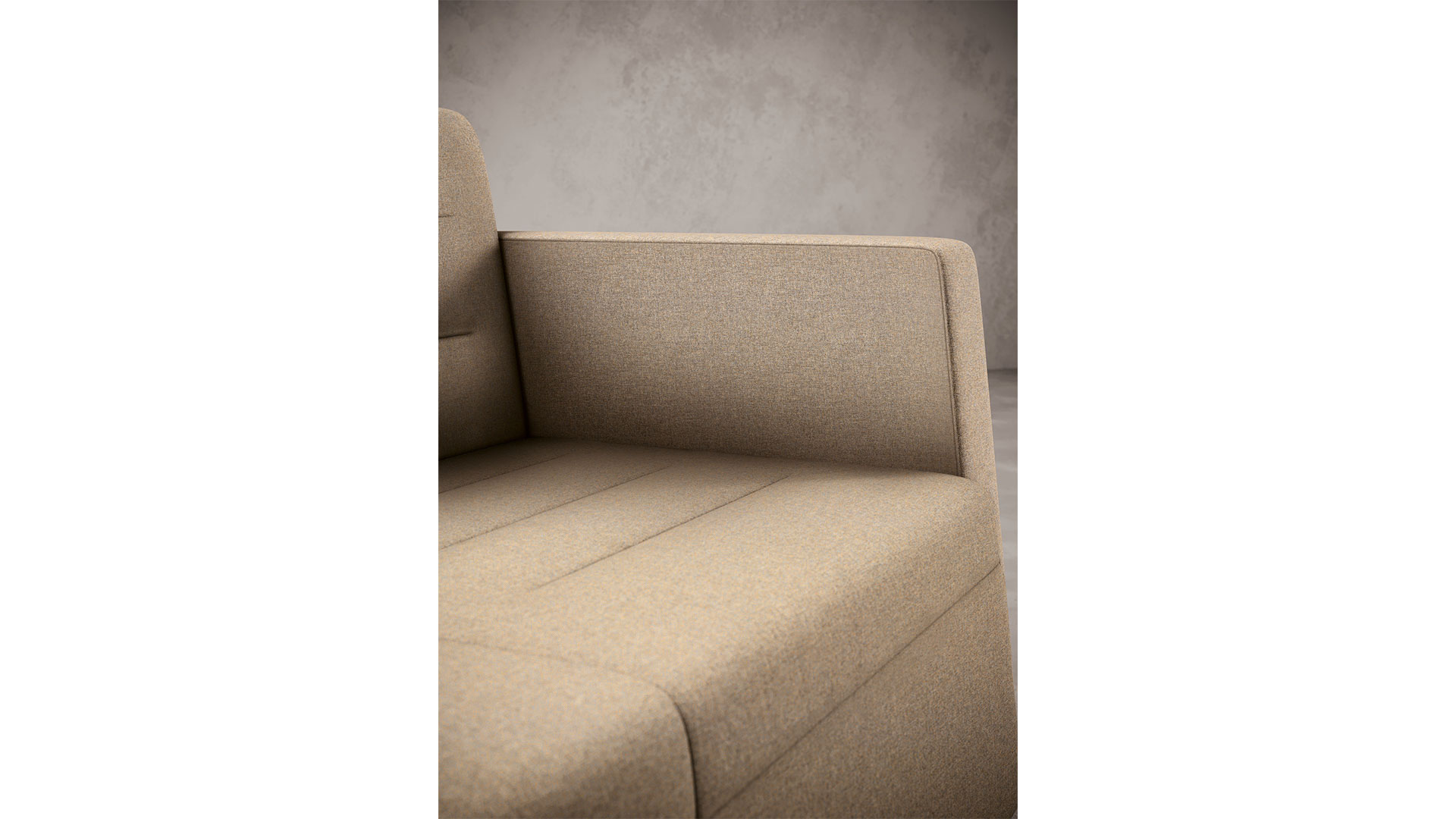 Трапециевидные подлокотники и декоративная прострочка — яркие особенности дивана