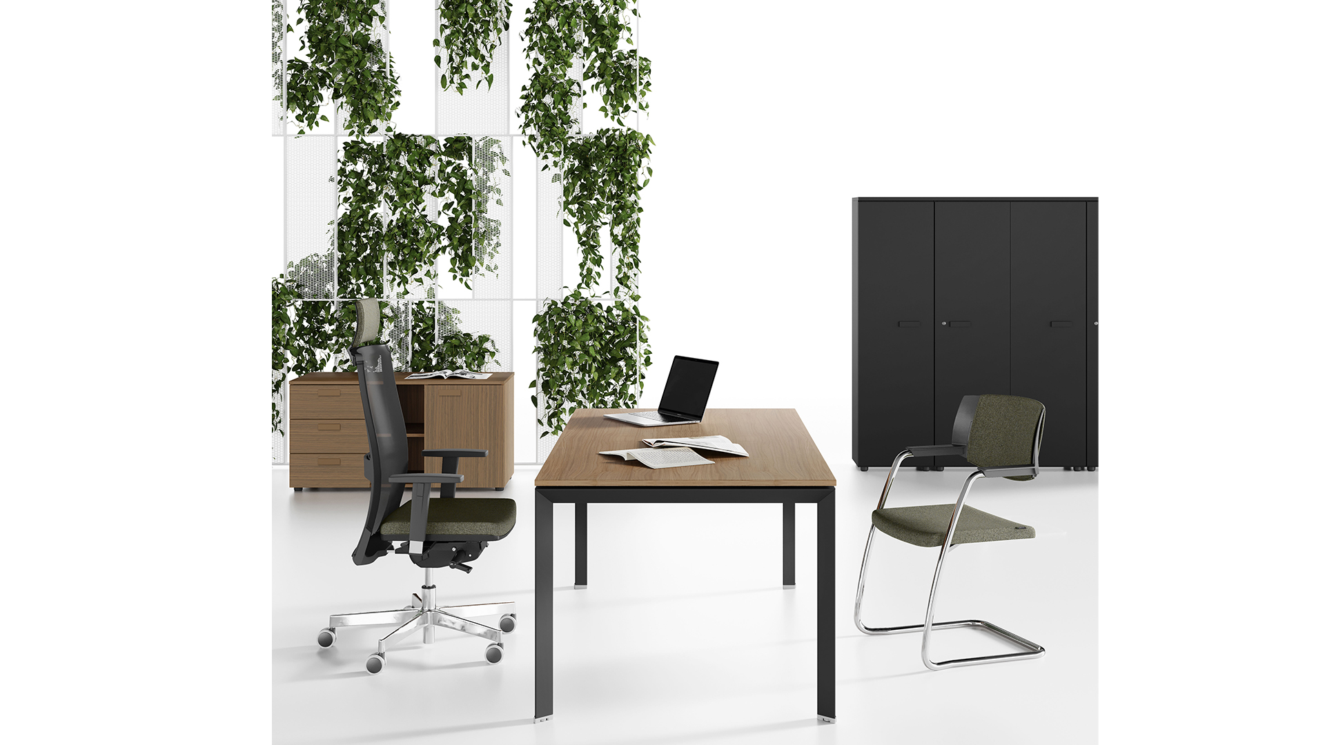 Стол органично впишется в интерьеры офиса Open Space и кабинета