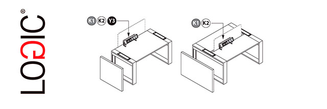 Варианты установки розеточных блоков на столах серии Logic