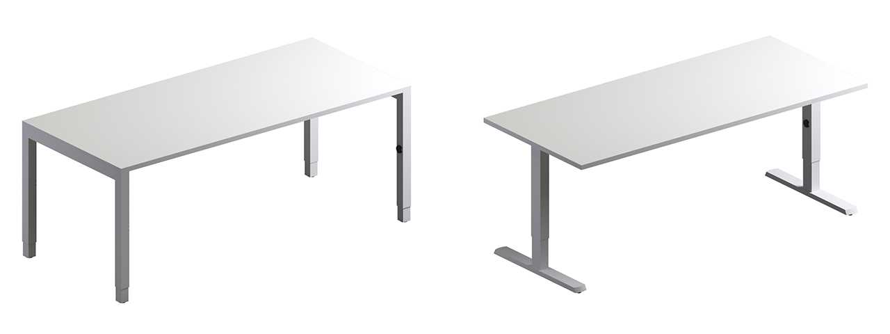 Типы опор офисных столов UP (П-образные и Т-образные опоры)